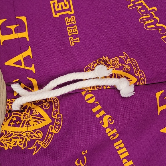 SALE!SAE Sigma Alpha Epsilon Purple Gold Large Vtg Casual Mens Drawstring Shorts - Picture 2 of 10